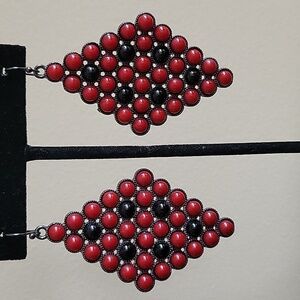 Black and red statement jewelry earrings